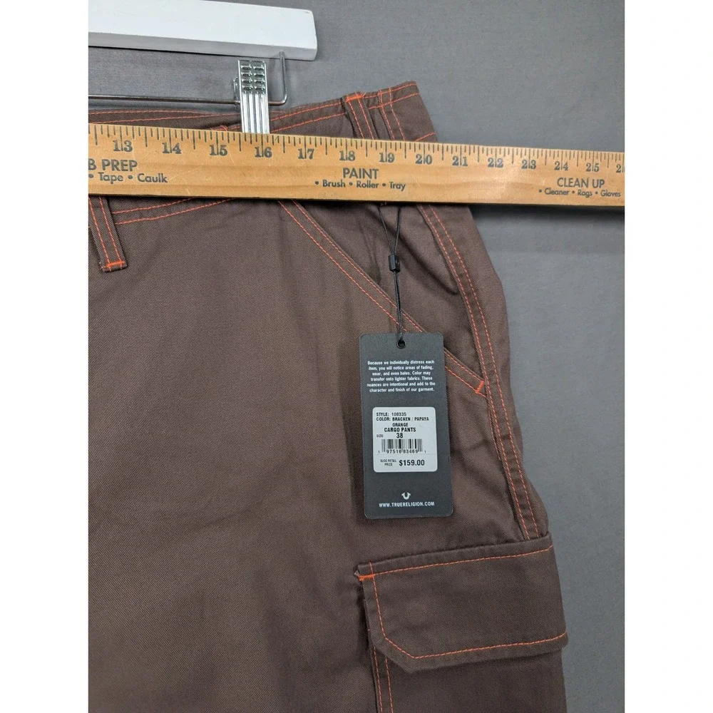True Religion Mens Cargo Pants Bracken Papaya Orange 108335 Size 38